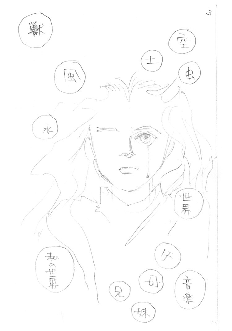 「吉野朔実作品集 いつか緑の花束に」収録のネームより。