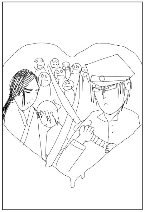 架神恭介が描いた「こころ オブ・ザ・デッド～スーパー漱石大戦～」1巻のカバーイラスト。