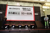 スーパー・ササダンゴ・マシンのプレゼンの様子。