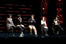 左から諏訪部順一、花江夏樹、助野嘉昭、潘めぐみ、福山潤。