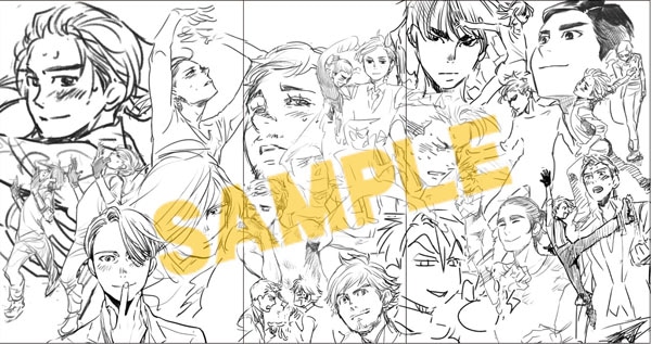 ニュース記事ランキング5位より、全巻収納BOXに使用される久保ミツロウ描き下ろしイラスト。(c)はせつ町民会／ユーリ!!! on ICE 製作委員会