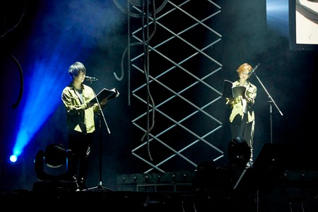 左からヤマギ・ギルマトン役の斉藤壮馬、ライド・マッス役の田村睦心。