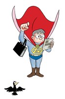 「中年スーパーマン左江内氏」のカラーカット。(c)Fujiko-Pro