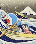 ドラえもん 浮世絵第3弾は北斎の 神奈川沖浪裏 荒波を航海する一行 コミックナタリー