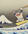 ドラえもん 浮世絵第3弾は北斎の 神奈川沖浪裏 荒波を航海する一行 コミックナタリー