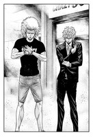 獅子戸丈一郎、蜂野信也の原作カット。 (c)みずたまこと（別冊ヤングチャンピオン）2015 原作　みずたまこと『バウンサー』 （秋田書店「別冊ヤングチャンピオン」連載）