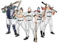 「キン肉マン」と侍ジャパンのコラボビジュアル（ホームユニフォーム）。