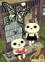 ねこぢるy新作絵画「アゲハチョウ」(c)nekojiru-y