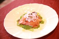 「鮮魚のポワレ ホタテのルーレ 青さのりと白ワインのソース サウサンプトンの香りを添えて」