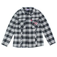 「ハイスコアガール」とMHzのアパレルライン・G1000とのコラボによる「アーケードスティックシャツ（ブラック）」。