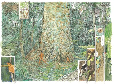 「魔女」1巻に収録されている「KUARUPU」の見開き絵。