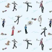 アニメ「ユーリ!!! on ICE」とイラストレーター・鬼頭祈のコラボによるテキスタイル。