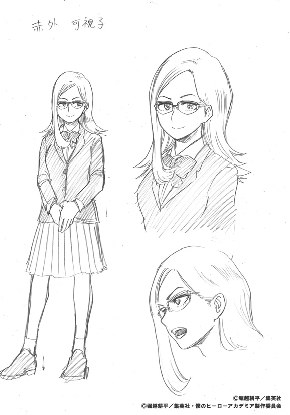 赤外可視子のキャラクターデザイン画。