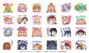 「干物妹！うまるちゃん飛びでてしゃべるよ♪」LINEスタンプの一部。
