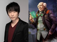 左から関智一、お茶の水博士のイラスト。