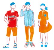 「ぼくのとなりにきみ」キャラクターイラスト。左からハセ、サク、近田さん。