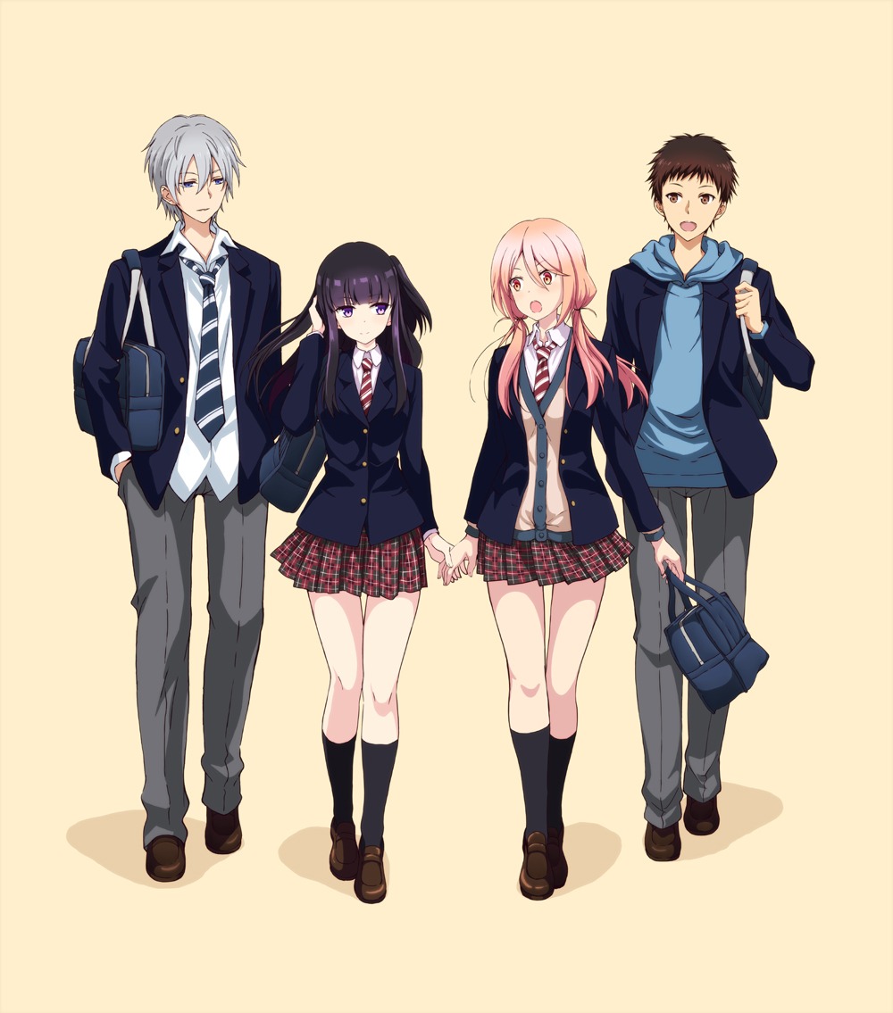 アニメ「捏造トラップ-NTR-」キービジュアル。左から藤原、蛍、由真、武田。(c)コダマナオコ/一迅社・捏造トラップ製作委員会