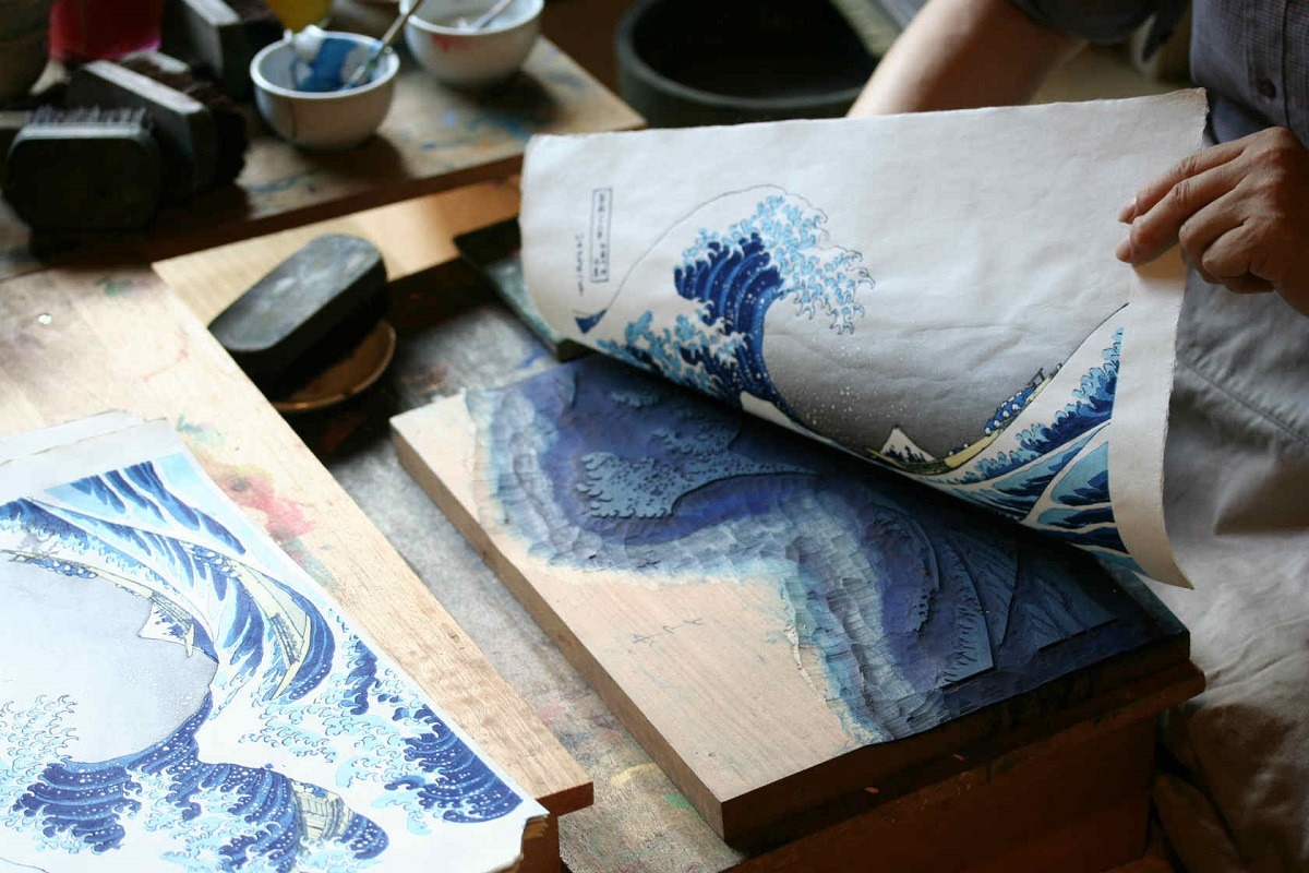 「松本零士 浮世絵コレクション」の制作風景。