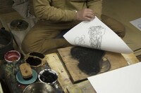 「松本零士 浮世絵コレクション」の制作風景。