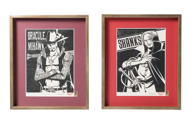左から「ワンピース木版画コレクション 7th [ジュラキュール・ミホーク]」、「ワンピース木版画コレクション 8th [シャンクス]」。