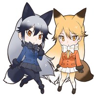 ギンギツネとキタキツネのイラスト。