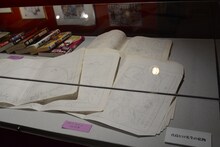 真島ヒロの私物。「RAVE一話ネーム もはや古文書」という説明は真島の手書き。