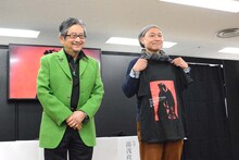 アニメ「DEVILMAN crybaby」トークイベントの様子。左から永井豪、湯浅政明監督。