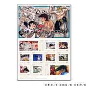 「梶原一騎原作作品『巨人の星』『あしたのジョー』『タイガーマスク』五十周年記念フレーム切手セット」のセット内容。