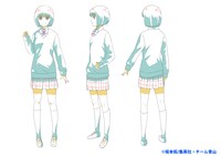 後藤もかの線画（富士美高校女子制服）。