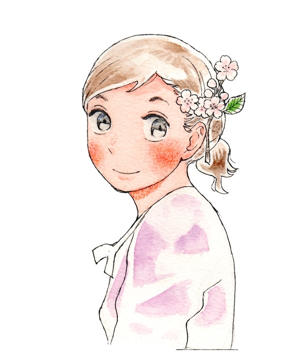 雁須磨子「かよちゃんの荷物」カット