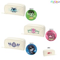 全3種の「きゃらみゅポーチ（缶バッジ付き）」。