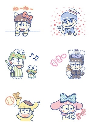 LINEスタンプ「動く♪おそ松さん×サンリオキャラクターズ3」より。
