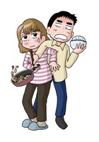 小坂俊史の「新婚よそじのメシ事情」カット。