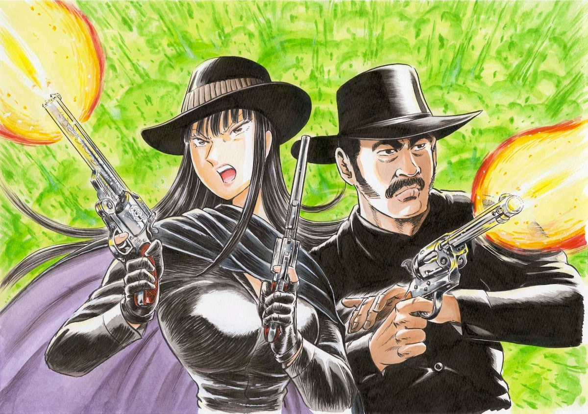 秋本治が ハリウッド西部劇の集大成 と語る映画と自作のコラボイラスト描く コミックナタリー