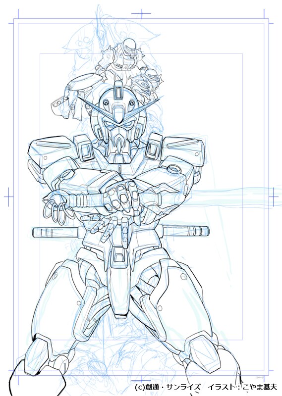 描き下ろしによる単行本のカバーイラストのラフ。