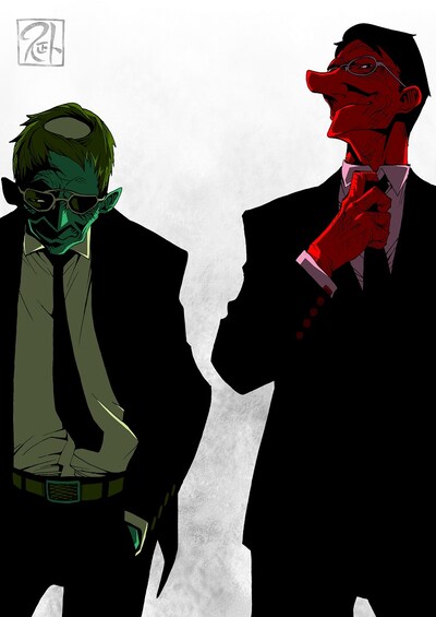 「天狗と河童」 (c)久正人