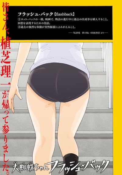 「大蜘蛛ちゃんフラッシュ・バック」カラーページ。(c)植芝理一／講談社