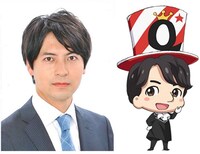 桝太一（左）とクイズマスター（右）。