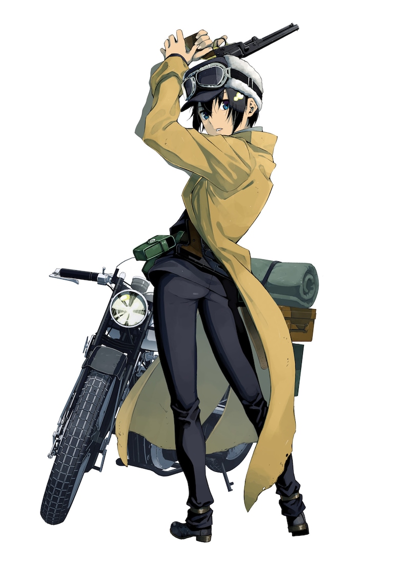 「キノの旅 the Beautiful World」1巻のカバーイラスト。