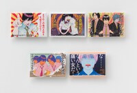 「少年たちのいるところ」のイラストを用いたスクエア缶バッジ。