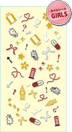 女性キャラクターのセットに付属するネイルシール。