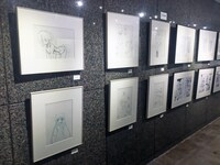 「『ハヤテのごとく！』完結記念展」で展示されるラフ画や生原稿。