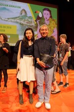 アヌシー国際アニメーション映画祭2017の様子。右は湯浅政明監督。