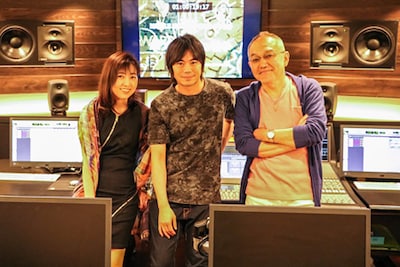 オーディオコメンタリー収録の様子。左から林原めぐみ、浪川大輔、辻谷耕史。