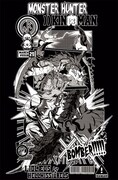 「モンスターハンターダブルクロス×キン肉マン クロスボンバーTシャツ」表面のイラスト。