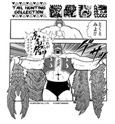 「モンスターハンターダブルクロス×キン肉マン クロスボンバーTシャツ」裏面のイラスト。