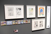 「ドラえもん×コロコロコミック 40周年展」の様子。「大長編ドラえもん」シリーズ全17作の原画が展示されている。(c)Fujiko-Pro