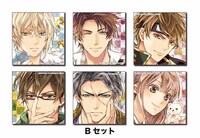 「『イケメン戦国～天下人の女になる気はないか～』缶バッジセット」Bセットの絵柄。上段左から上杉謙信、武田信玄、真田幸村、下段左から猿飛佐助、顕如、水崎舞。