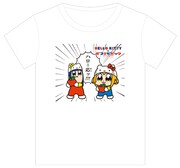 元気に林檎を持つ2人がかわいらしい「HELLO KITTY×ポプテピピック『ハロー応ッTシャツ』」。