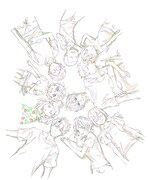 キャラクターデザインのまじろ描き下ろしによる三方背BOXのイラスト。